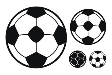 Wall Mural - Set of  Soccer football balls silhouette collection, Football ball symbol, vector illustration on white background