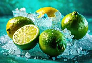 colorful display fresh margarita ingredients including ice brightly colored background, lime, salt, cocktail, glass, drink, refreshment, beverage, citrus