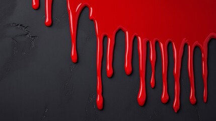 Poster - Red Paint Dripping on Black Background