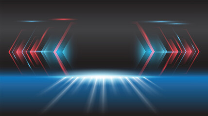 Leinwandbilder - Abstract background technology high speed racing for sports of long exposure light on black background.Science geometric shape modern elegant design.Vector illustration.