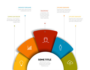 Poster - vector multipurpose infographic template with five color rounded elements on the bottom, description