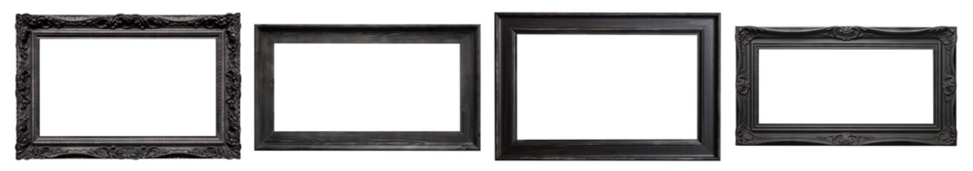 Canvas Print - Set of black wooden rectangular frames, cut out