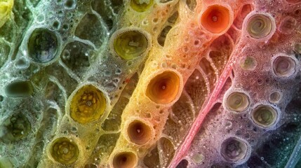 Poster - A Close-Up of a Multicolored, Textured Surface with Numerous Small Round Holes