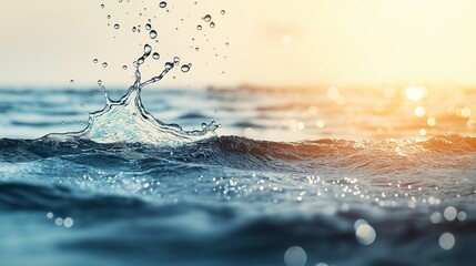 Poster - Sparkling Water Splash at Sunset Glow