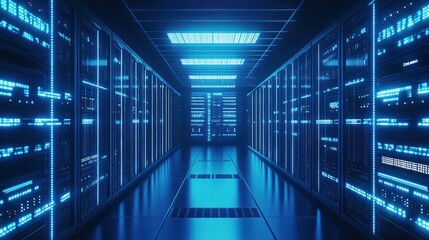 Poster - Blue Lit Server Room