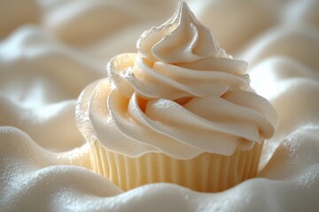 Wall Mural - Delicious vanilla ice cream close-up macro photography. Soft focus.