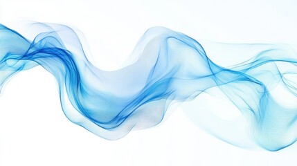 Fototapete - Abstract blue wave flowing gently on a white background, creating a premium, minimalistic design perfect for banners, posters, or wallpaper.