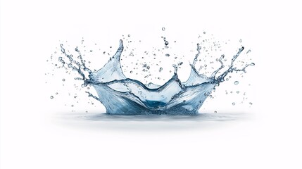 Poster - Water Splash with Droplets on White Background