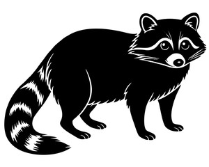 Sticker - Raccoon Silhouette vector art on a white background