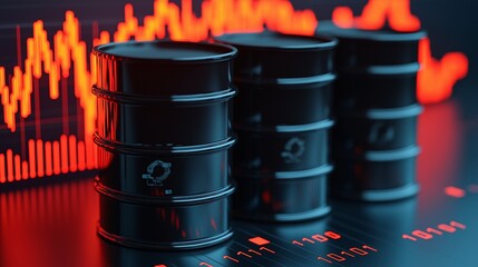 Poster - Oil Barrel Stock Market Concept with Graph Background