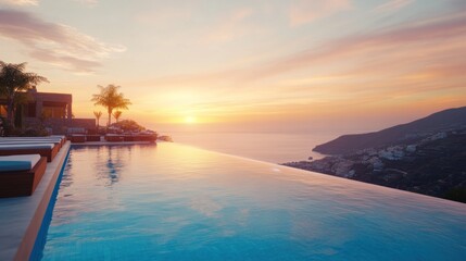 Wall Mural - Infinity Pool Sunset View