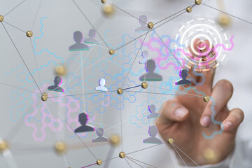 Network team. Social network. 3d illustration