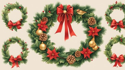 Poster - christmas wreath isolated on white background