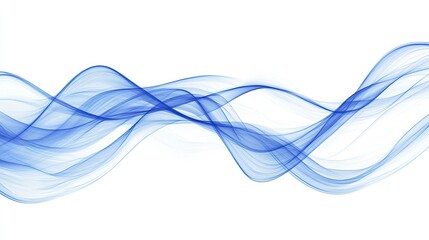 Poster - Elegant abstract blue wave on a white background, with flowing lines and subtle shading. Perfect for minimalist banners, posters, or professional wallpaper designs.