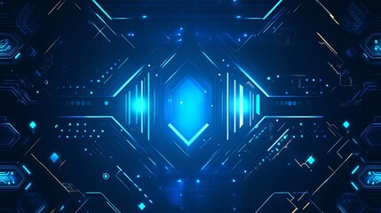 Poster - Abstract blue glowing digital technology background with futuristic design.