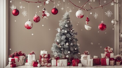 Wall Mural - christmas tree and presents