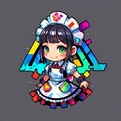 Poster - Cute Anime Girl with Colorful Dress