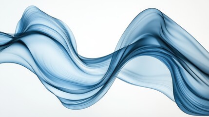 Fototapete - Fluid blue wave abstract design on a white backdrop, with smooth, flowing lines perfect for professional banners, corporate posters, or modern wallpaper.