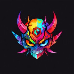 Poster - Colorful Demon Mask Illustration