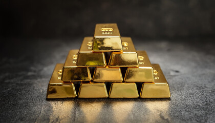 Shiny gold ingots. Financial power and stability concept.