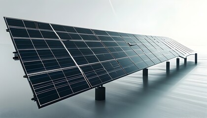 Sleek Hyper Realistic Solar Panels Against a Clean White Background Emphasizing Minimalist Renewable Technology