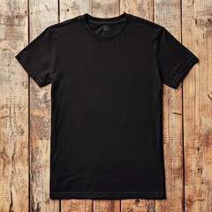 black blank gildan tshirt mockup, lays on wood, a maÃŸbeer