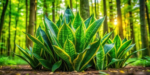 Wall Mural - Snake root, adorned with vibrant green foliage, rises gracefully amidst the woodland, showcasing an intricate flowering structure that adds charm to the forest floor.