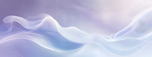 Wall Mural - A white, curved, wave-shaped structure on the left side of an abstract background with light blue and purple tones