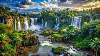 Wall Mural - A vibrant Brazilian landscape filled with lush rainforests, exotic wildlife, and breathtaking waterfalls captures the essence of nature's beauty and adventure in this stunning paradise.