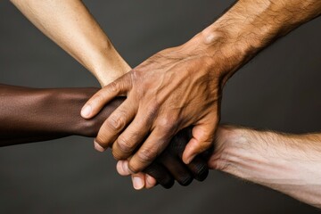 Poster - A group of people forming a unity chain by holding hands together