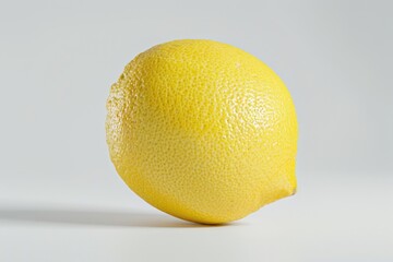 Poster - A close-up view of a single lemon sitting on a white surface