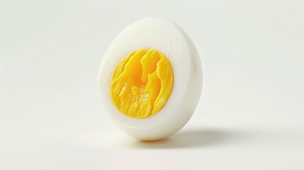 Poster - A halved hard boiled egg on a white surface, perfect for food or science illustrations