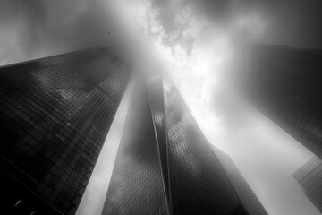 Wall Mural - Two tall buildings in a urban landscape