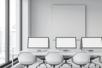 Aufkleber - A close-up shot of multiple computers stacked on a desk, great for office or workspace settings