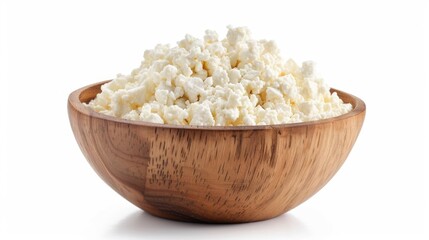 Poster - A wooden bowl filled with cottage cheese, perfect for serving or styling