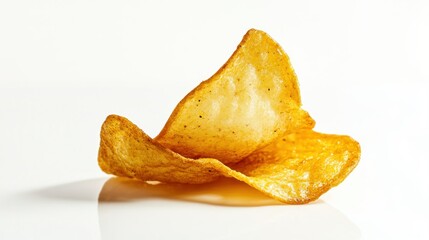 Two Crunchy, Golden-Brown Tortilla Chips on White Background