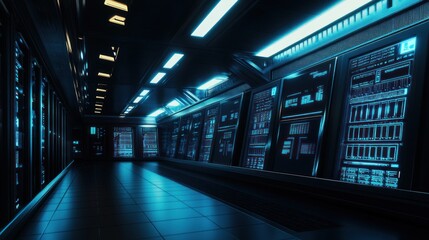 Poster - Futuristic Server Room Corridor