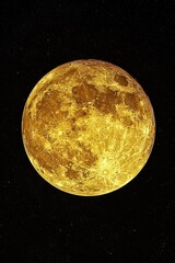 Poster - A bright yellow moon shining brightly in the dark night sky