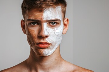 Poster - A person wearing a white face mask outdoors