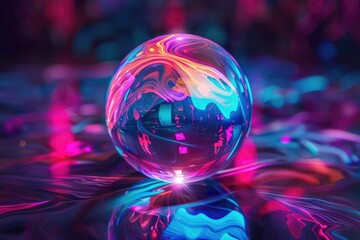 Poster - A glass ball sits on top of a table with a simple and elegant design
