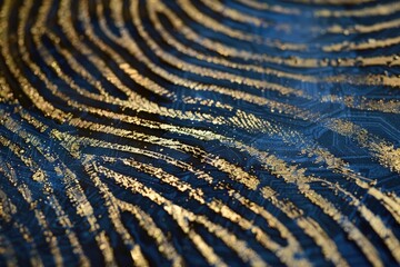 Poster - A close-up shot of a fingerprint on a blue surface, suitable for use in forensic or scientific contexts