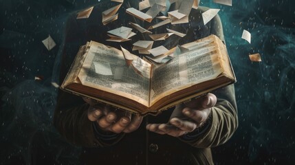 Aufkleber - A person reading from an open book, great for educational or literary themes