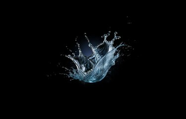 Water splash, frozen in time, against a dark background.