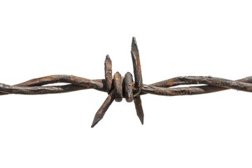 Poster - A close-up shot of barbed wire on a white background