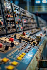 Poster - A close-up shot of a control panel in a building, useful for representing industrial or commercial settings