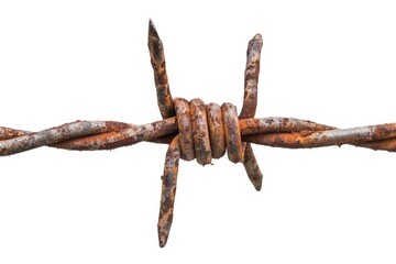 Poster - A close-up shot of barbed wire on a white background, great for use in scenes where confinement or protection is key