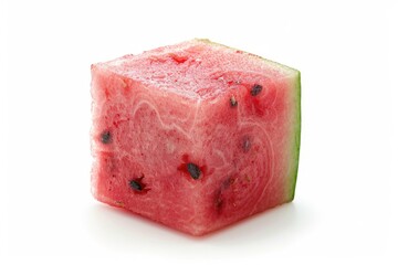 Leinwandbilder - Fresh slice of watermelon sits on a clean white surface, perfect for a snack or still life photography