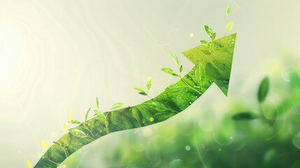 Aufkleber - A green arrow with leaves sprouting from its surface, symbolizing growth and renewal