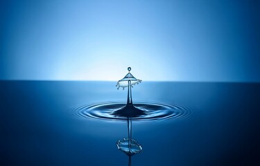 Aufkleber - Water drop splashing into a still body of water, creating a crown shape and ripples.