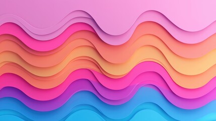 Poster - Colorful Wavy Background in Soft Pastel Tones